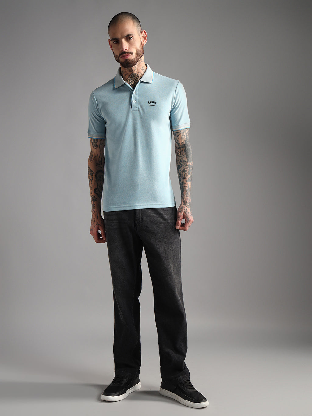 Endeavour Wear Mélange Sky Blue Polo T-Shirt