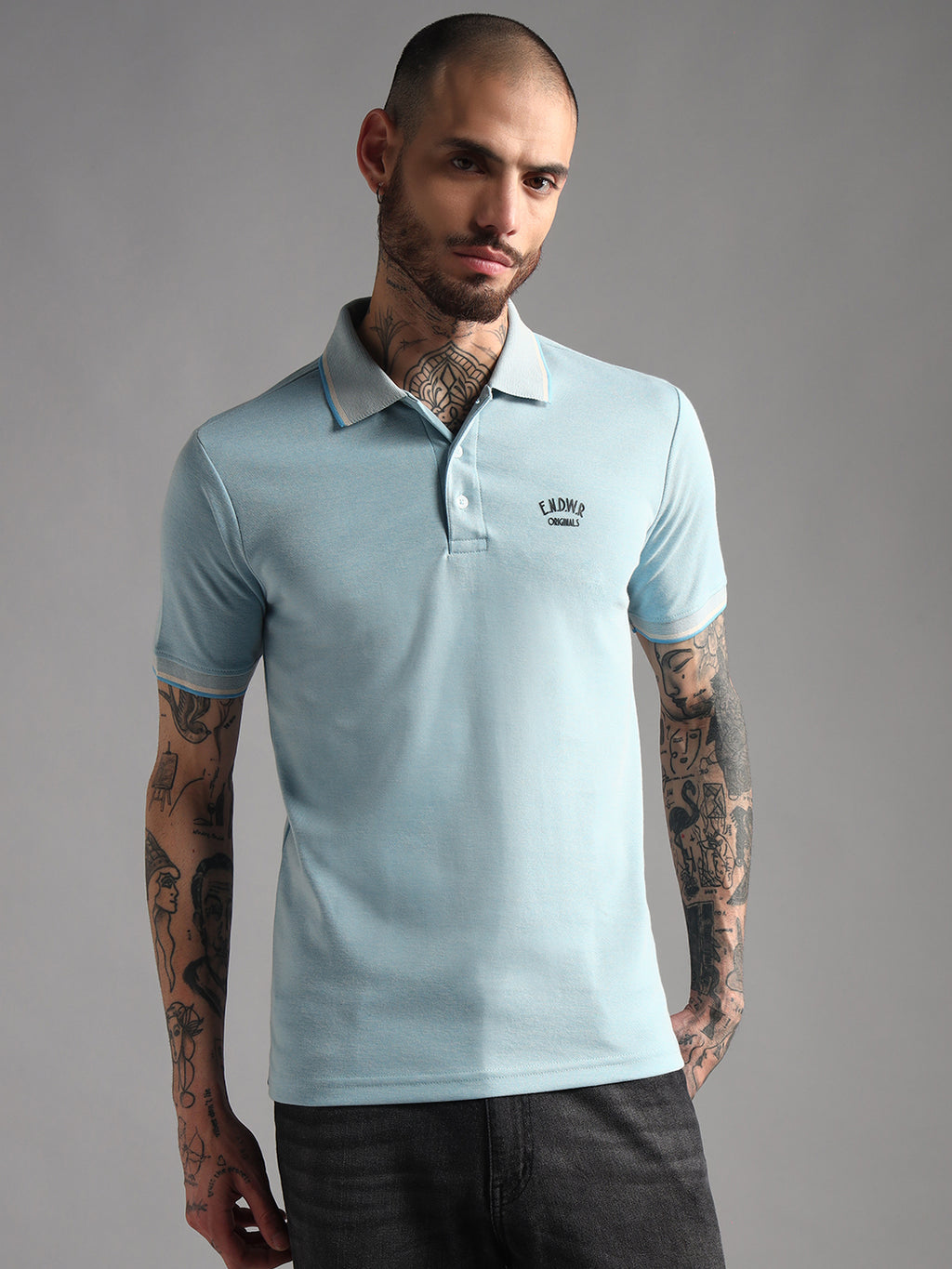 Endeavour Wear Mélange Sky Blue Polo T-Shirt