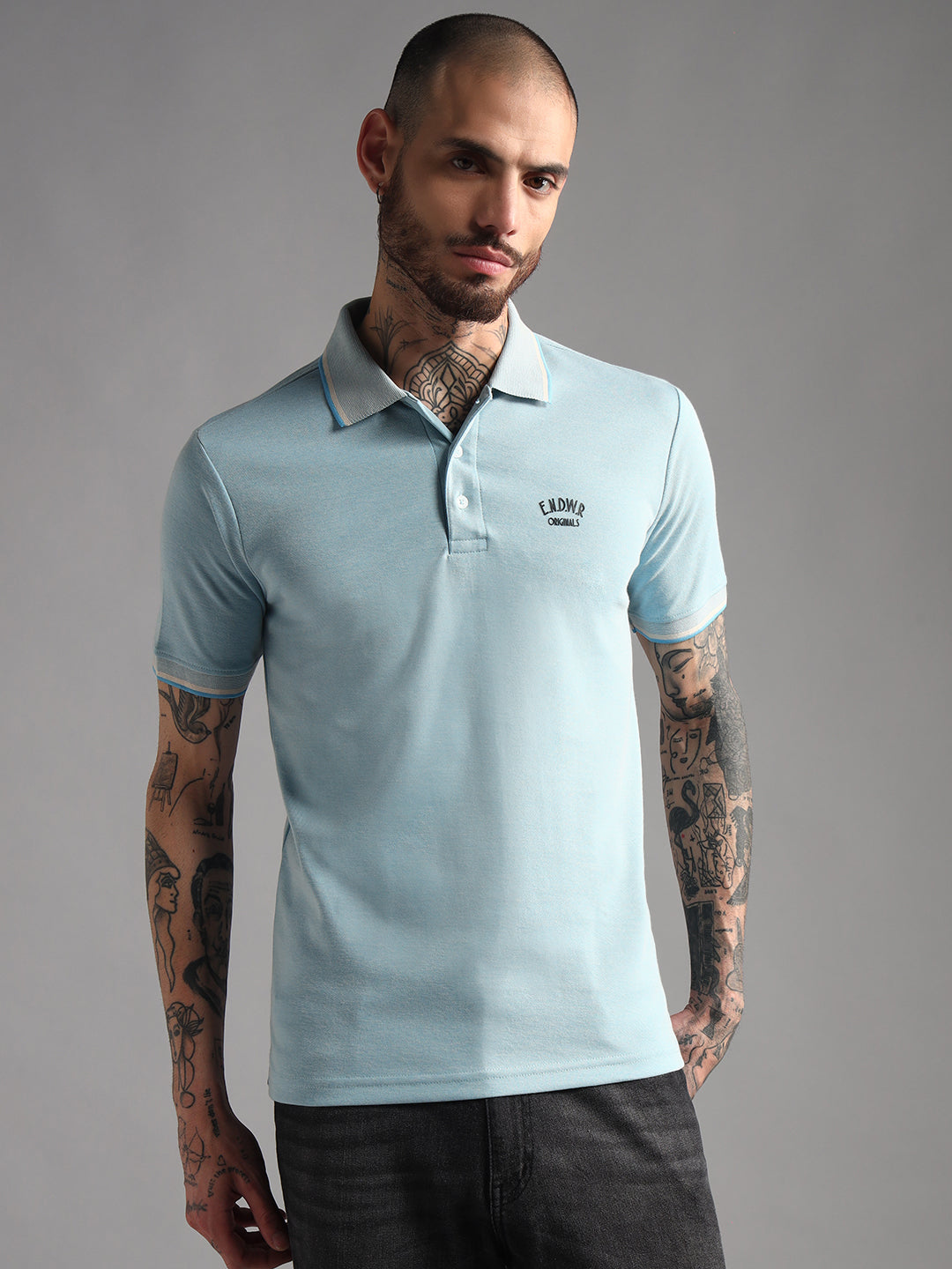 Endeavour Wear Mélange Sky Blue Polo T-Shirt