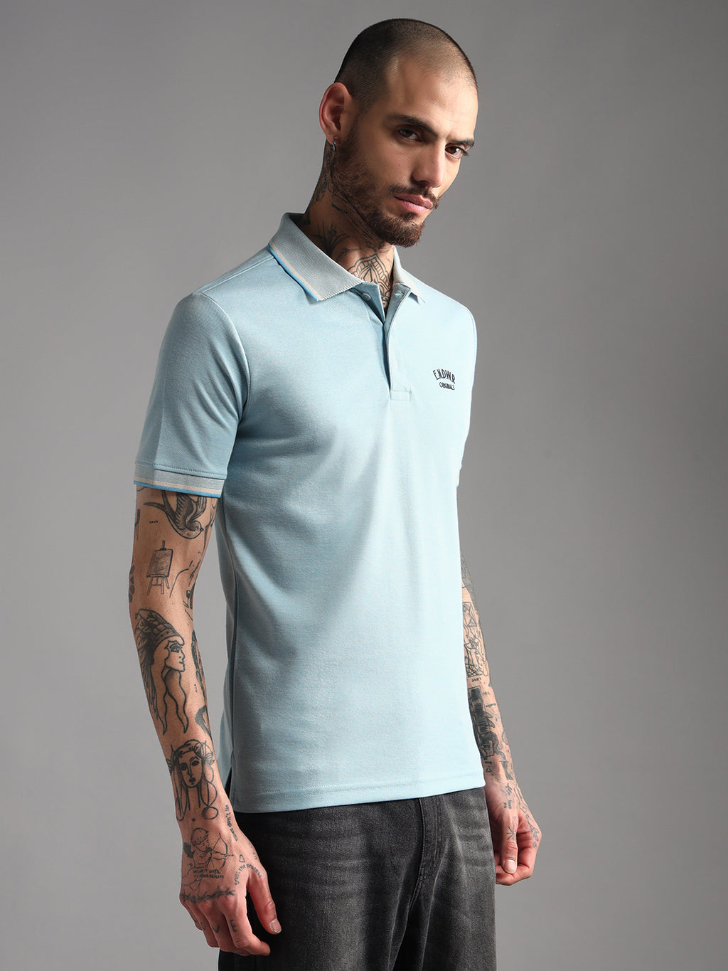 Endeavour Wear Mélange Sky Blue Polo T-Shirt