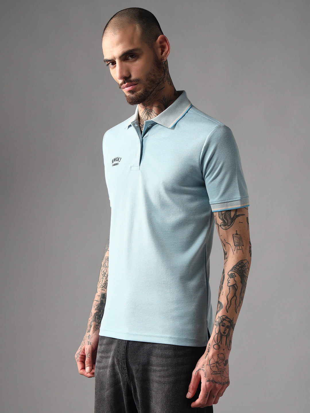 Endeavour Wear Mélange Sky Blue Polo T-Shirt