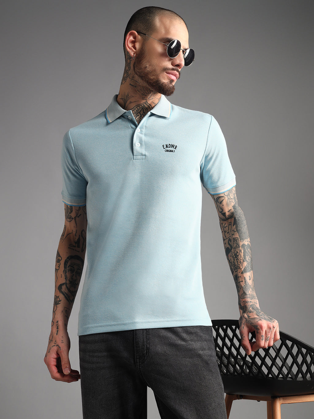 Endeavour Wear Mélange Sky Blue Polo T-Shirt