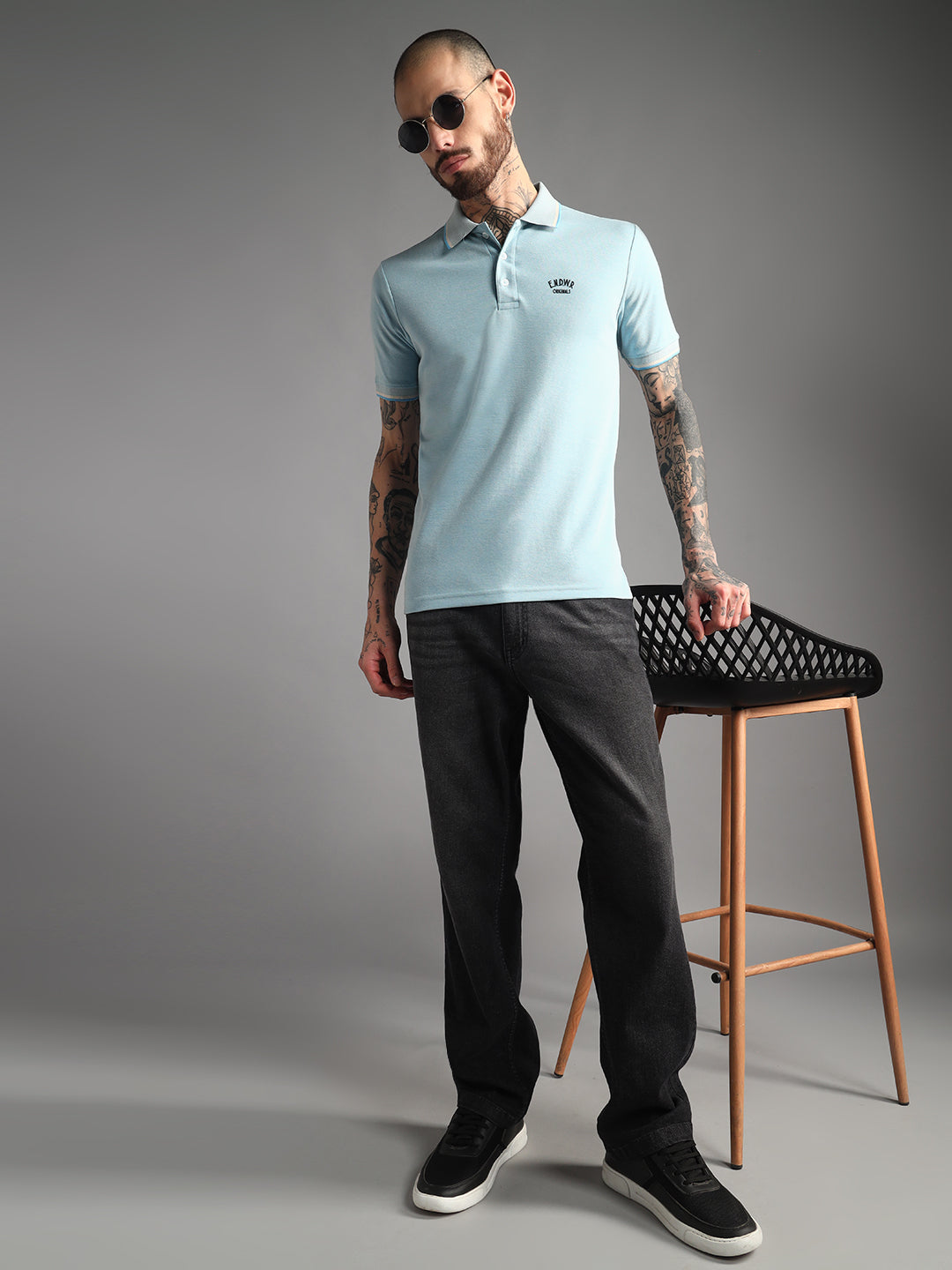 Endeavour Wear Mélange Sky Blue Polo T-Shirt