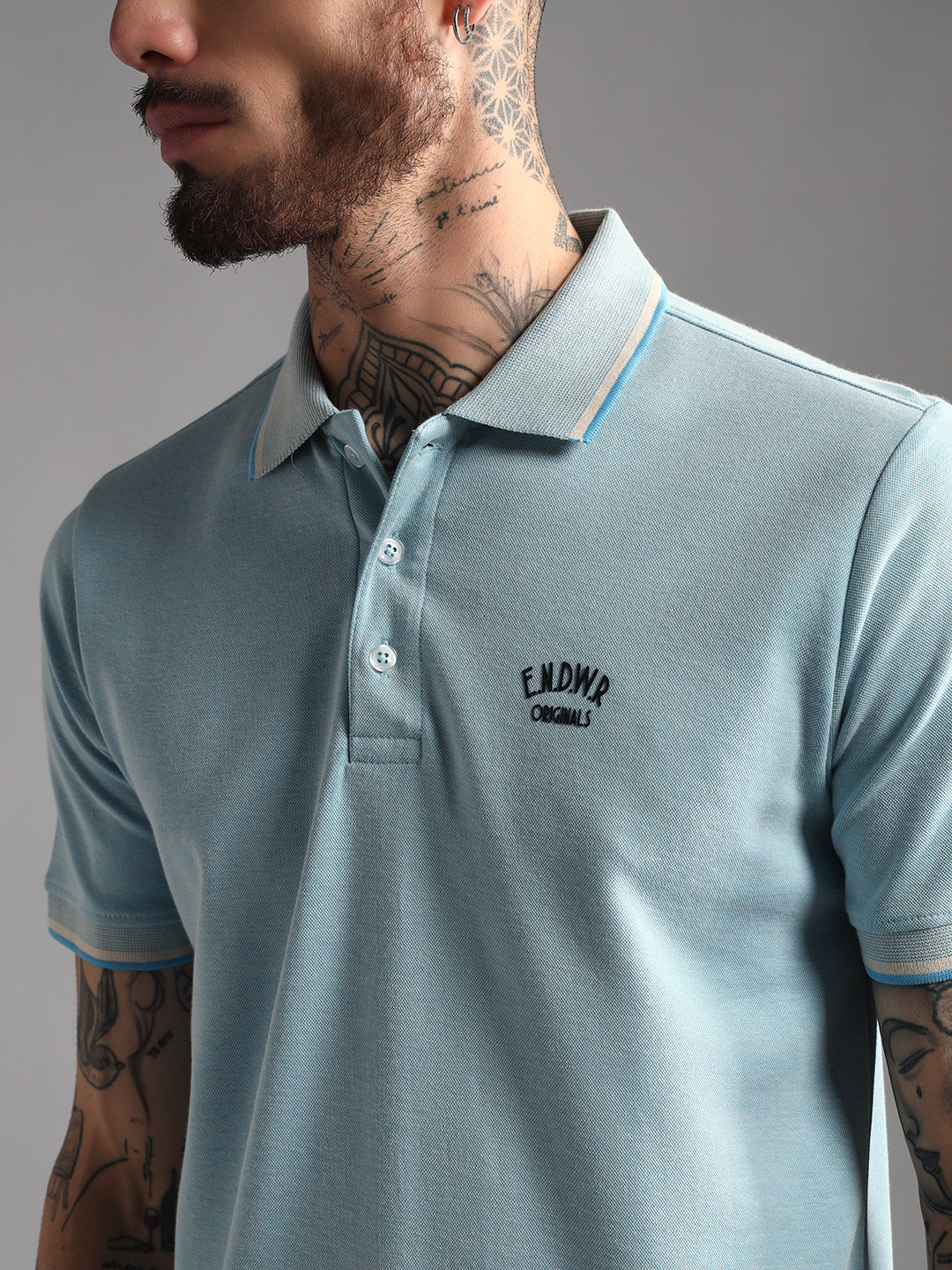Endeavour Wear Mélange Sky Blue Polo T-Shirt