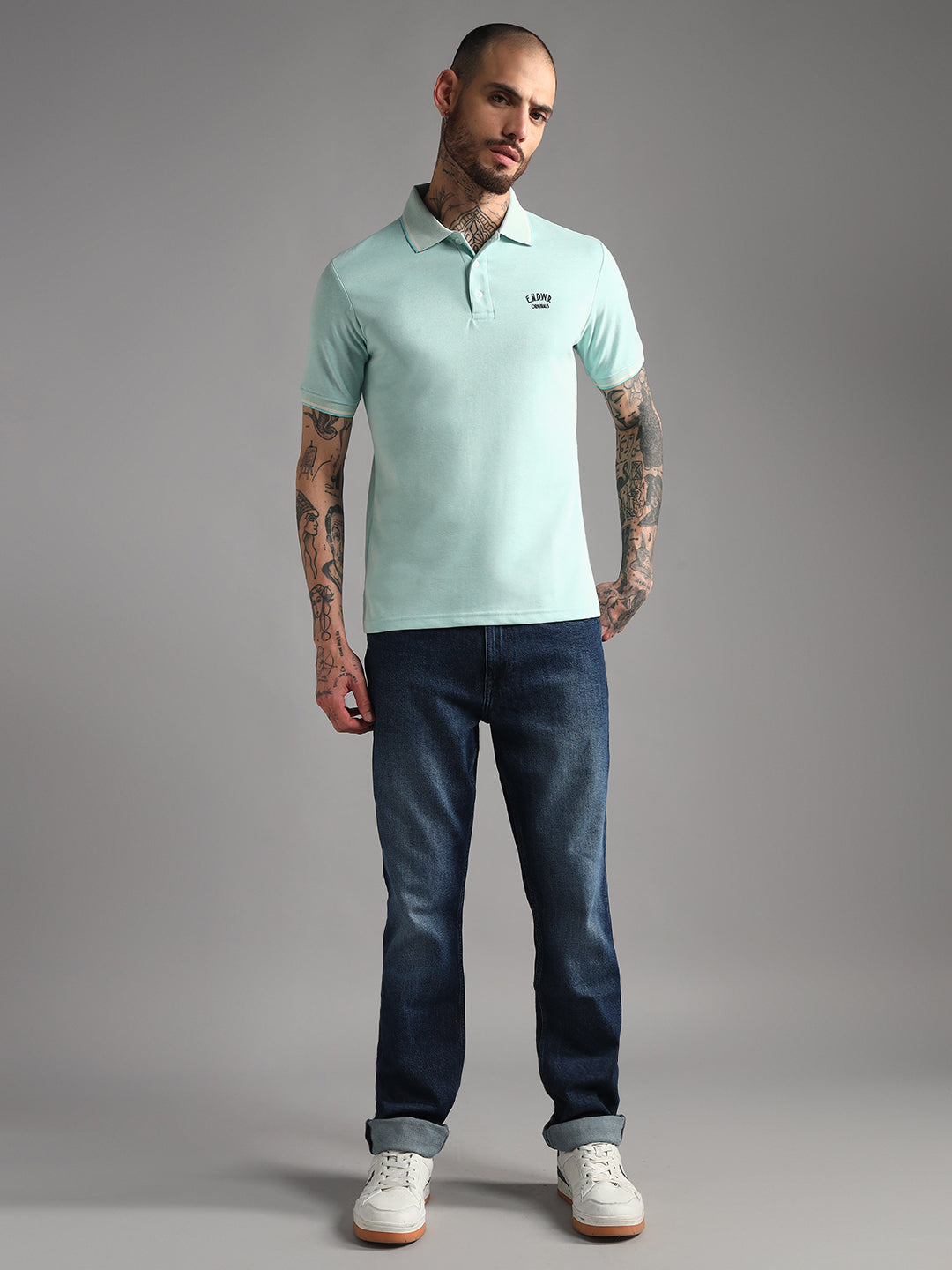 Endeavour Wear Mélange Mint Green Polo T-Shirt
