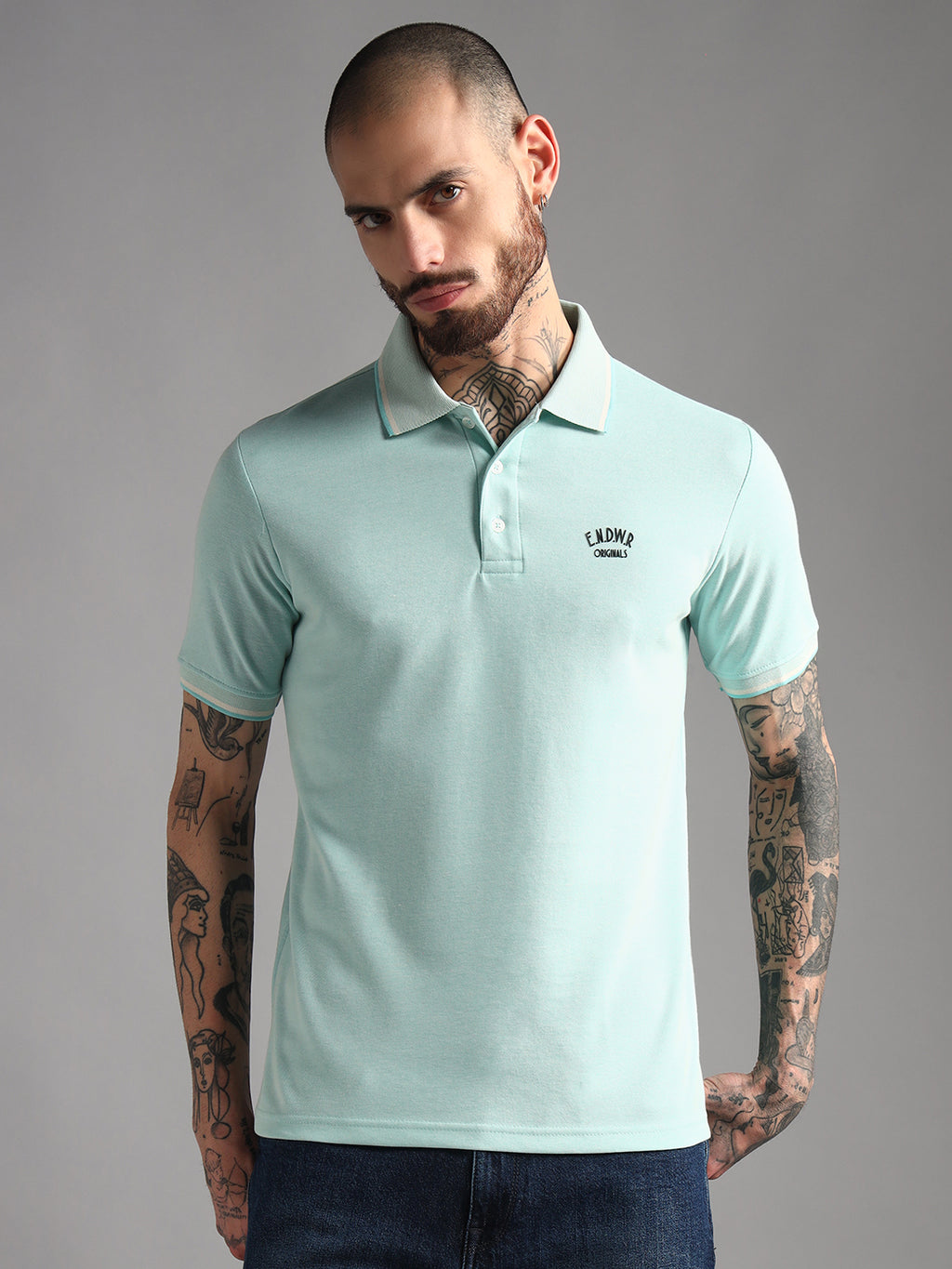 Endeavour Wear Mélange Mint Green Polo T-Shirt