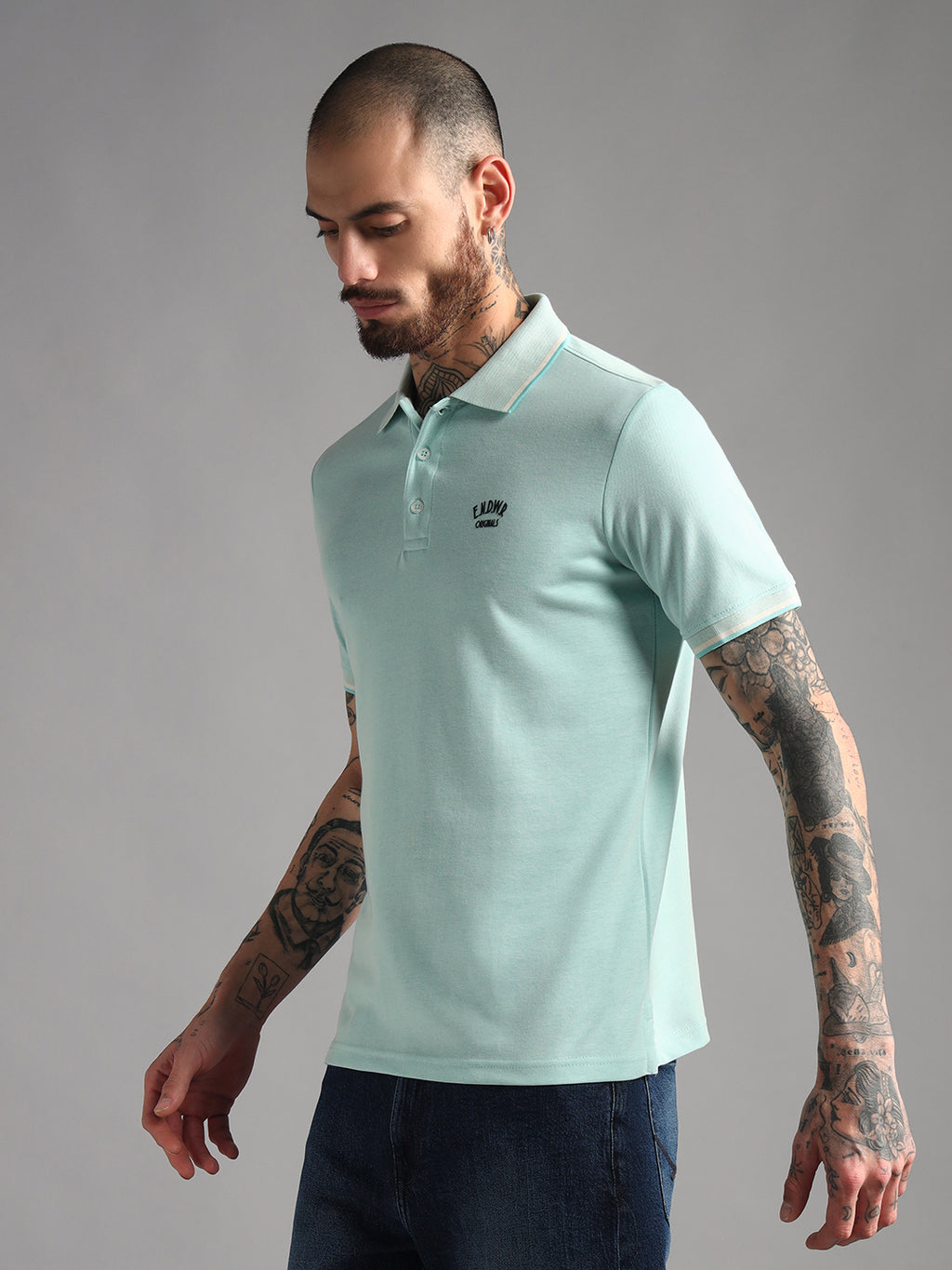 Endeavour Wear Mélange Mint Green Polo T-Shirt