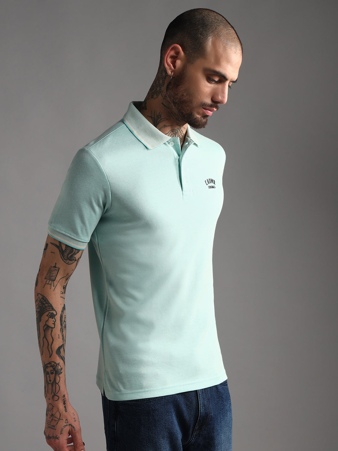 Endeavour Wear Mélange Mint Green Polo T-Shirt