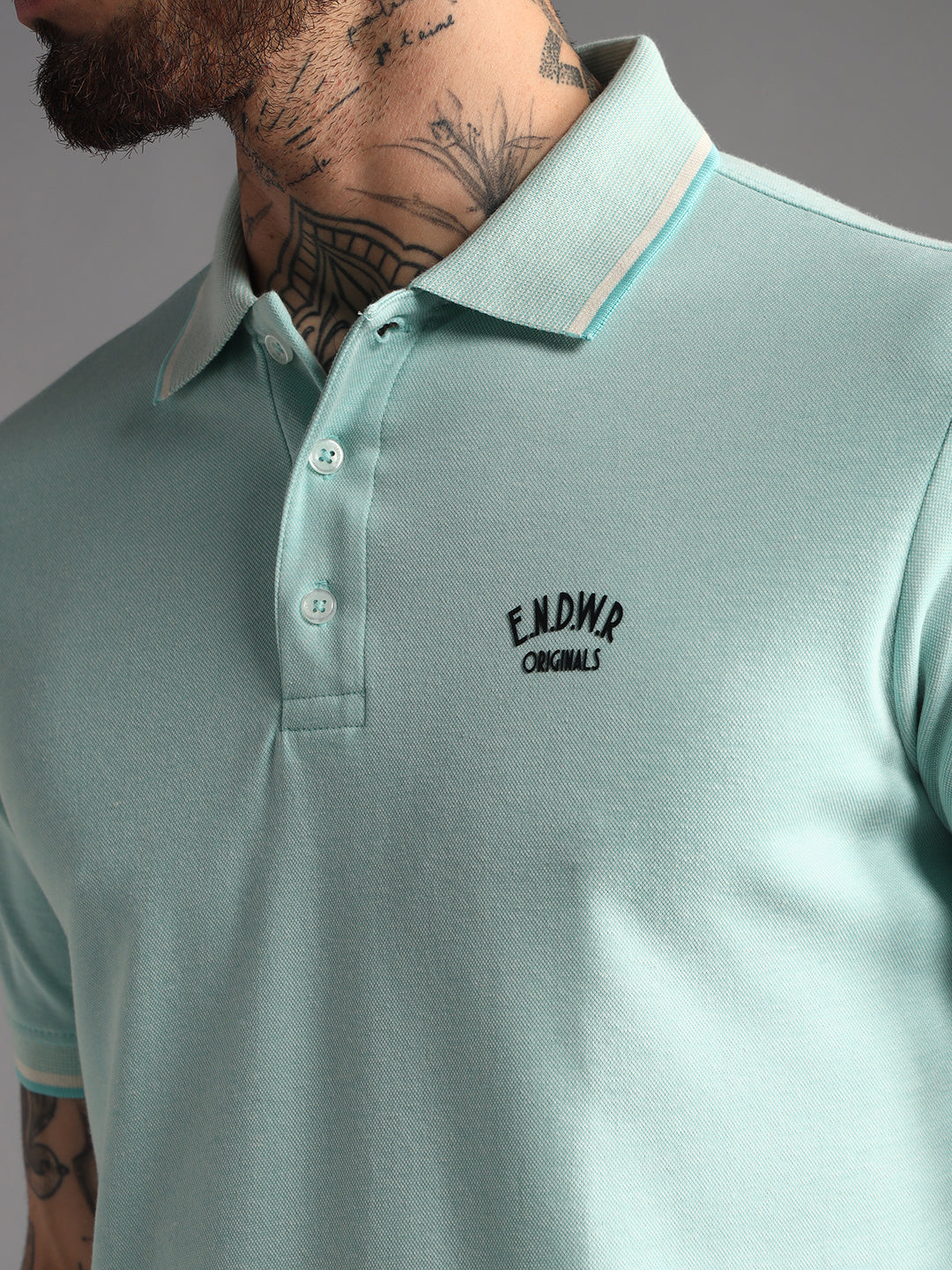 Endeavour Wear Mélange Mint Green Polo T-Shirt