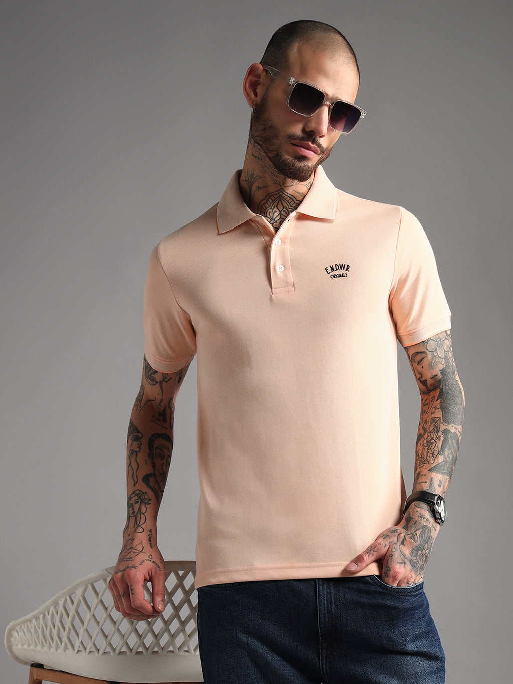 Endeavour Wear Mélange Peach Polo T-Shirt