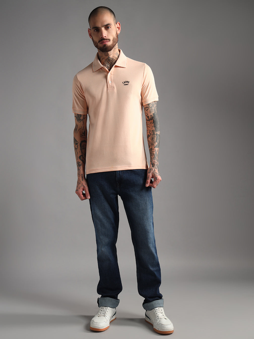 Endeavour Wear Mélange Peach Polo T-Shirt