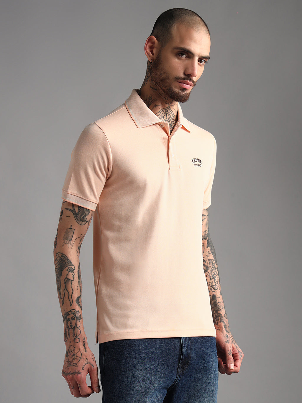 Endeavour Wear Mélange Peach Polo T-Shirt