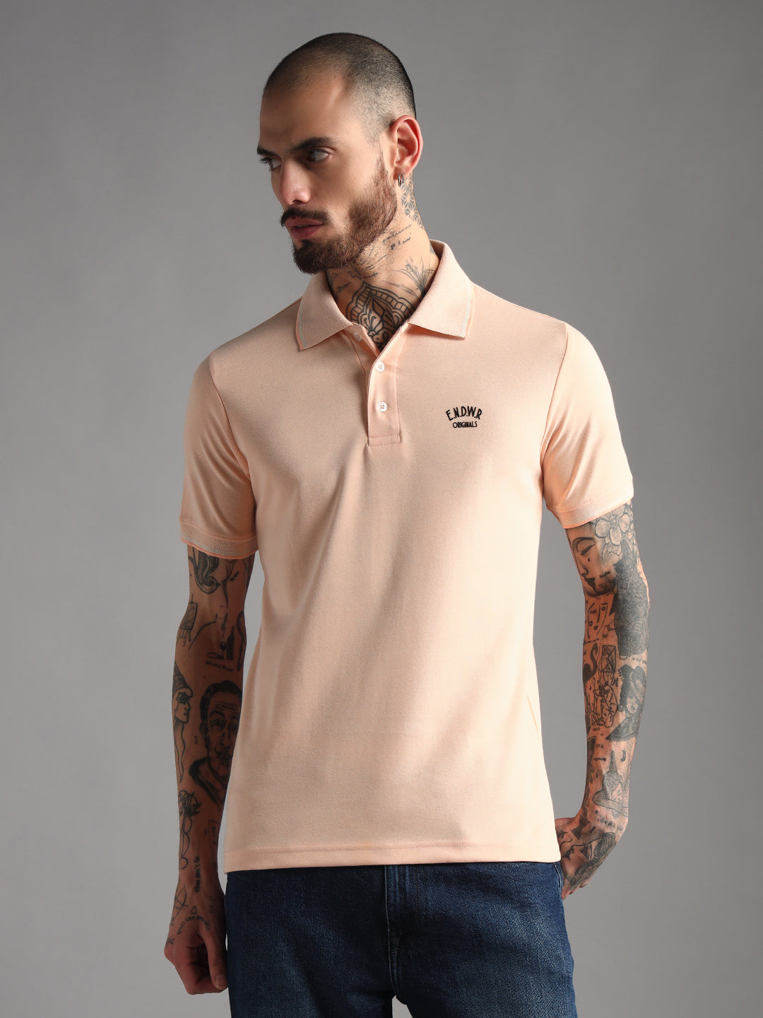 Endeavour Wear Mélange Peach Polo T-Shirt