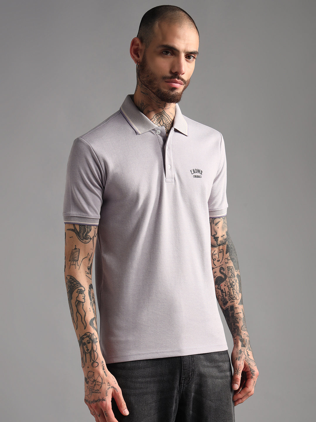 Endeavour Wear Mélange Lavender Polo  T-Shirt