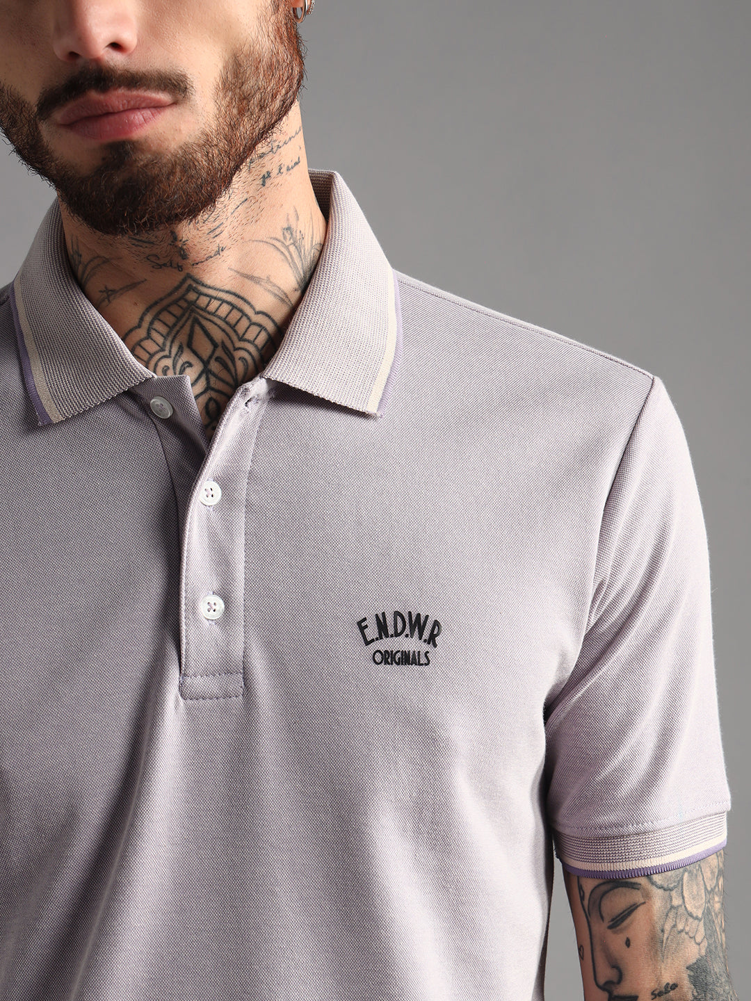 Endeavour Wear Mélange Lavender Polo  T-Shirt