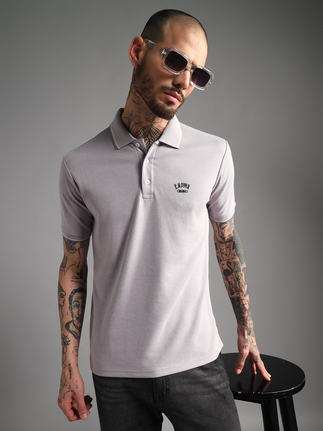Endeavour Wear Mélange Lavender Polo  T-Shirt