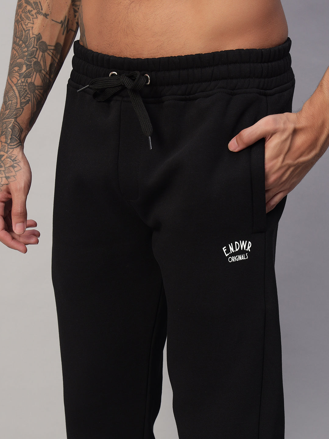 Endeavour Wear Men Winter Fleece Straight Fit Black Track Pants