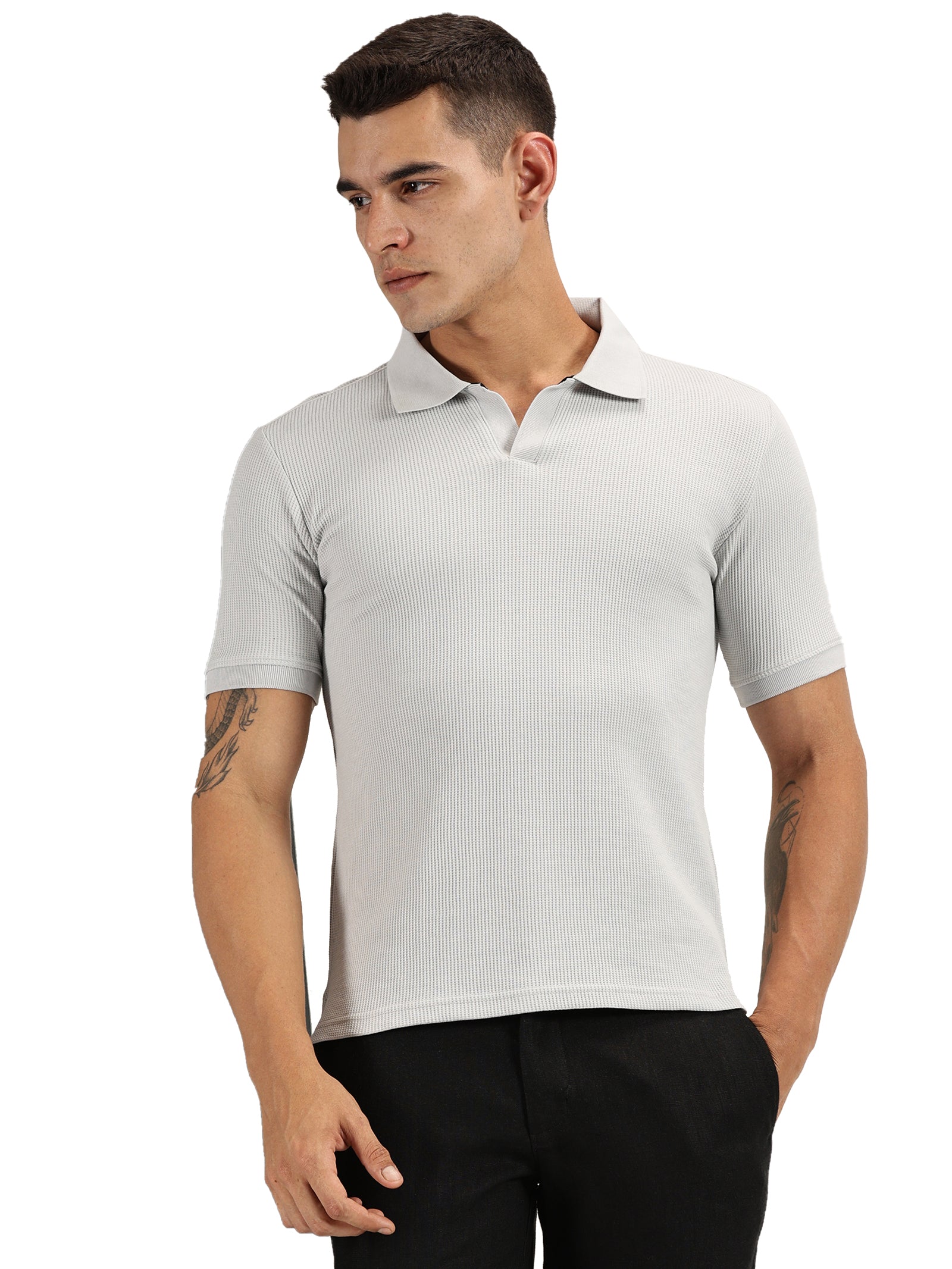 Endeavour Wear Grey Waffle Polo T-shirt