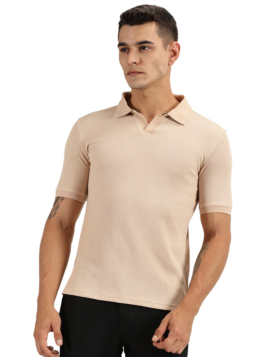 Endeavour Wear Beige Waffle Polo T-shirt