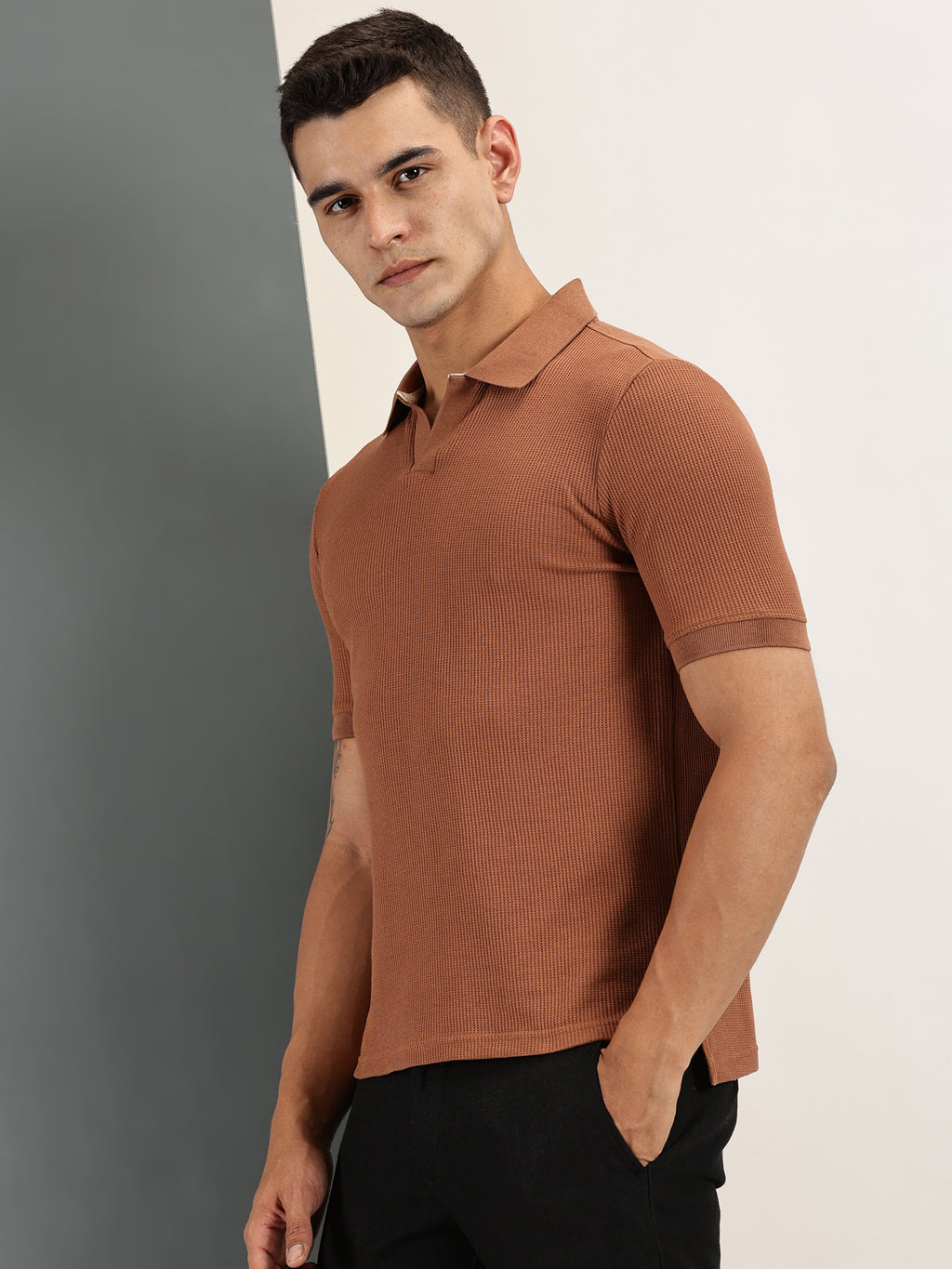 Endeavour Wear Brown Waffle Polo T-shirt