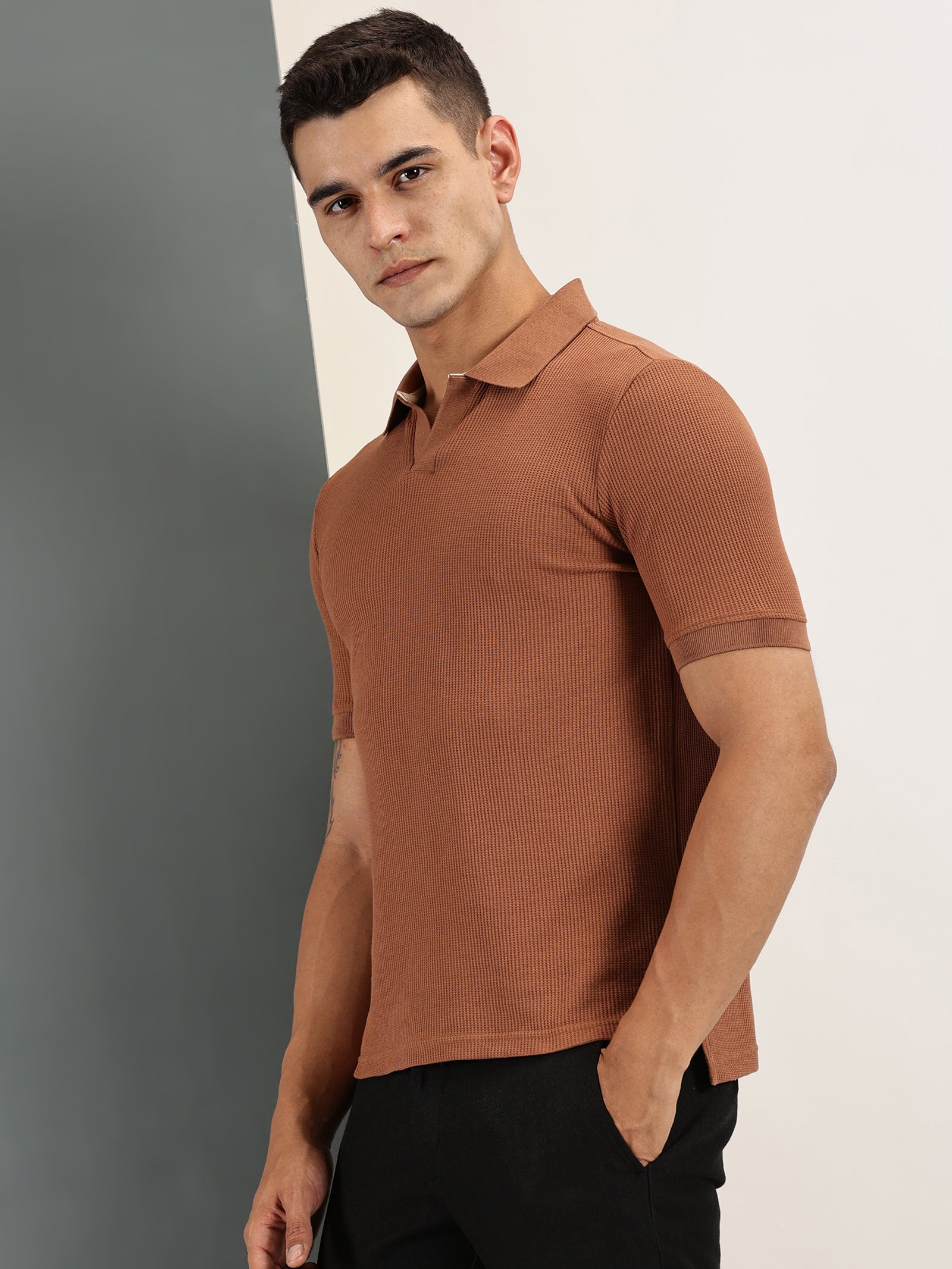 Endeavour Wear Brown Waffle Polo T-shirt