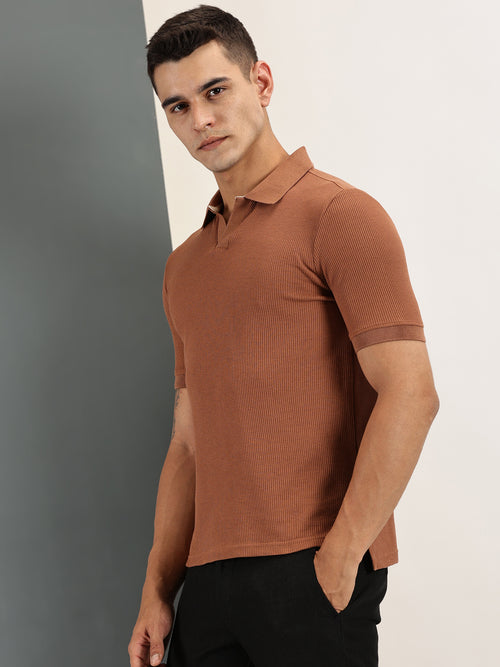 Endeavour Wear Brown Waffle Polo T-shirt