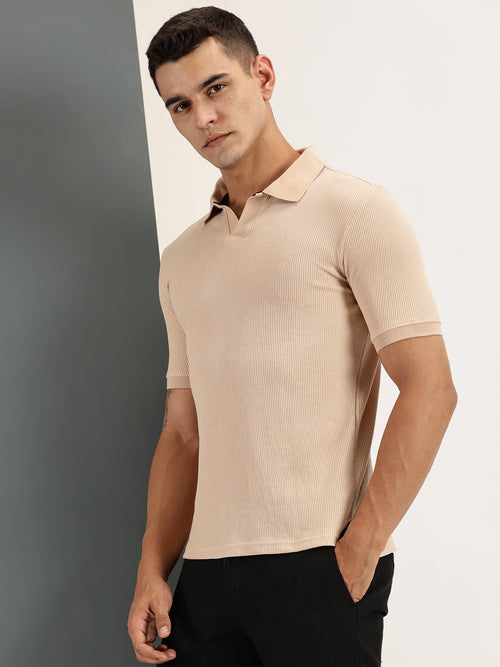 Endeavour Wear Beige Waffle Polo T-shirt