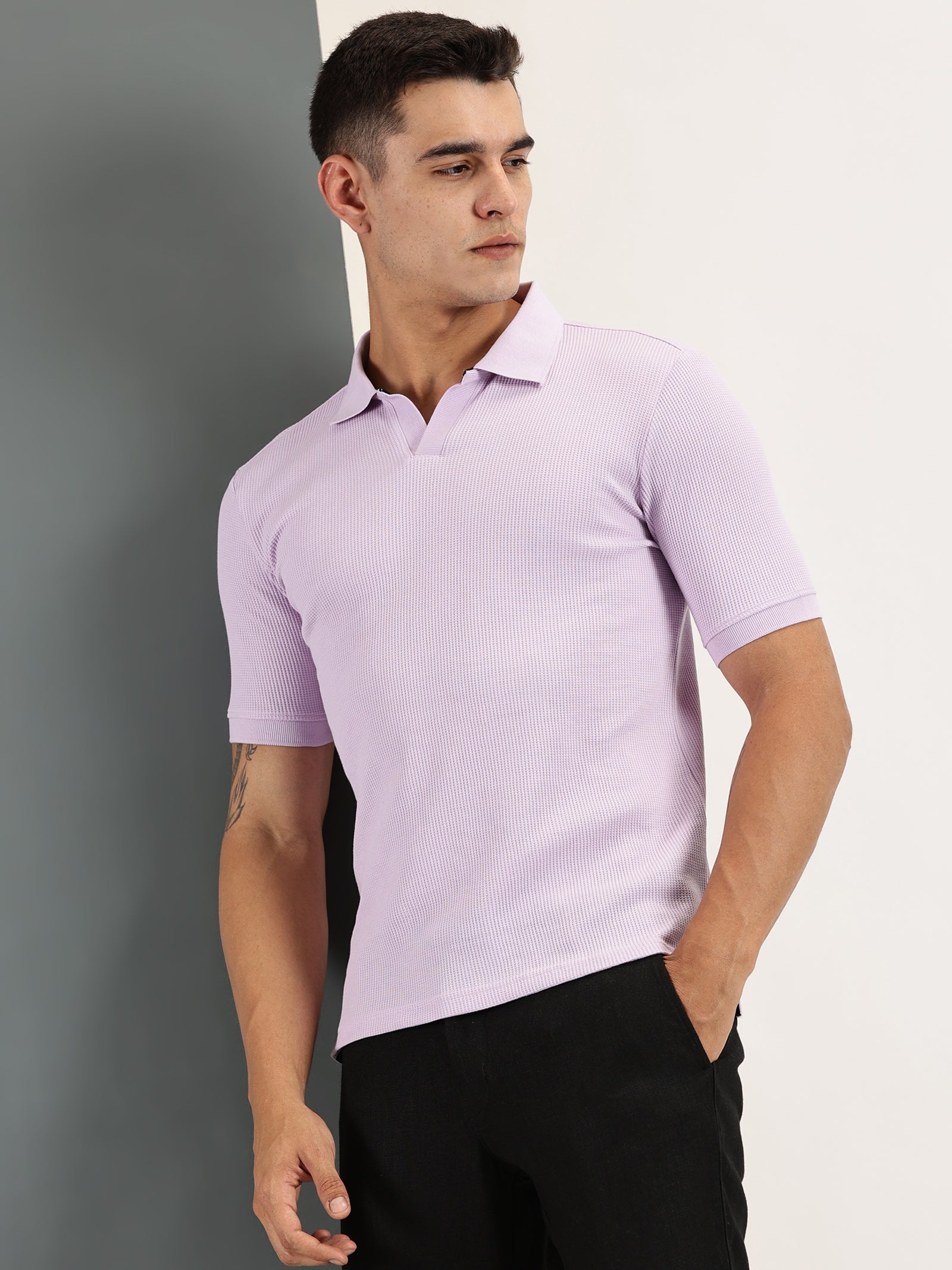 Endeavour Wear Lavender Waffle Polo T-shirt