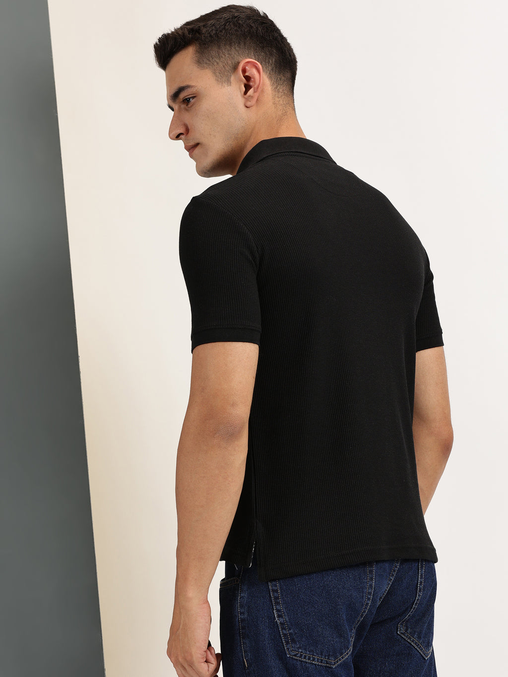 Endeavour Wear Black Waffle Polo T-shirt