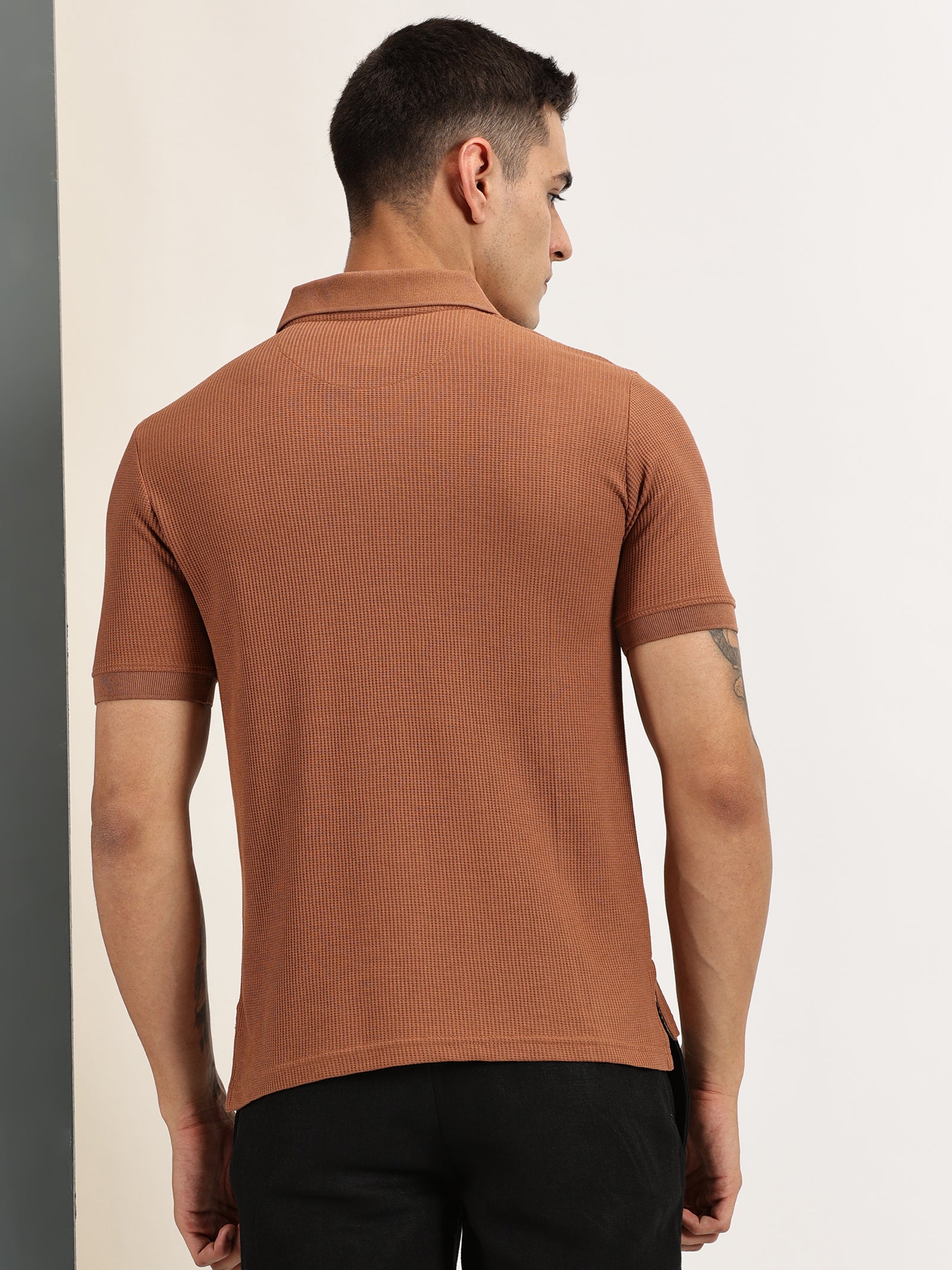 Endeavour Wear Brown Waffle Polo T-shirt