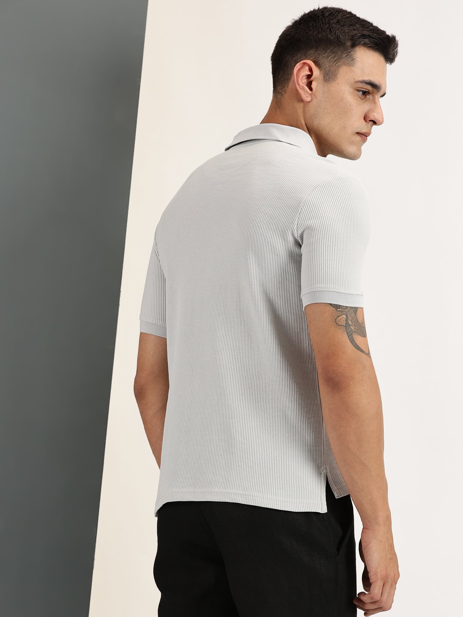 Endeavour Wear Grey Waffle Polo T-shirt