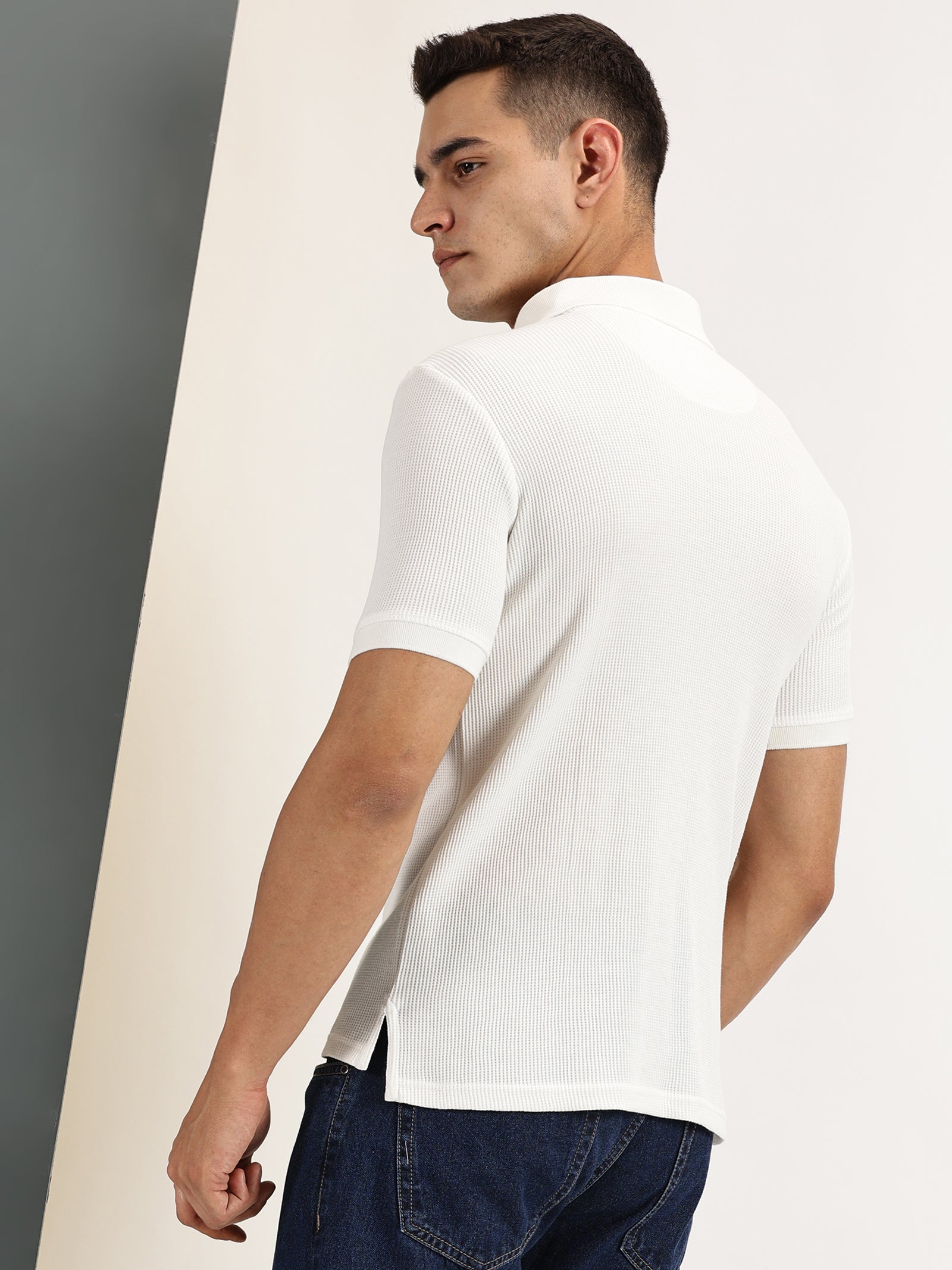 Endeavour Wear Off-White Waffle Polo T-shirt
