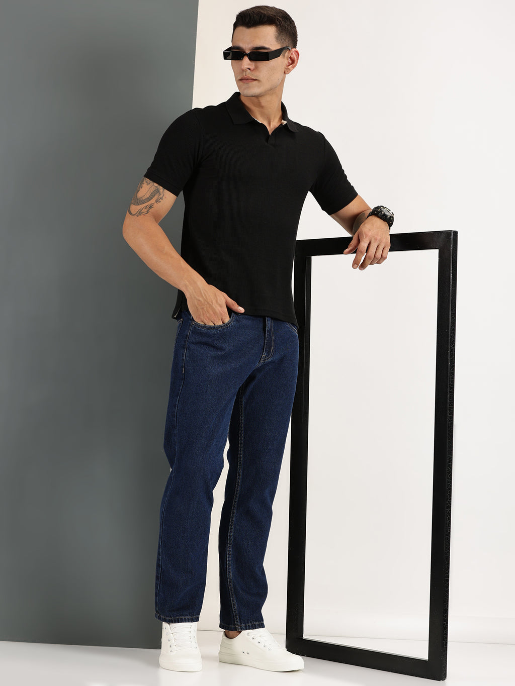 Endeavour Wear Black Waffle Polo T-shirt