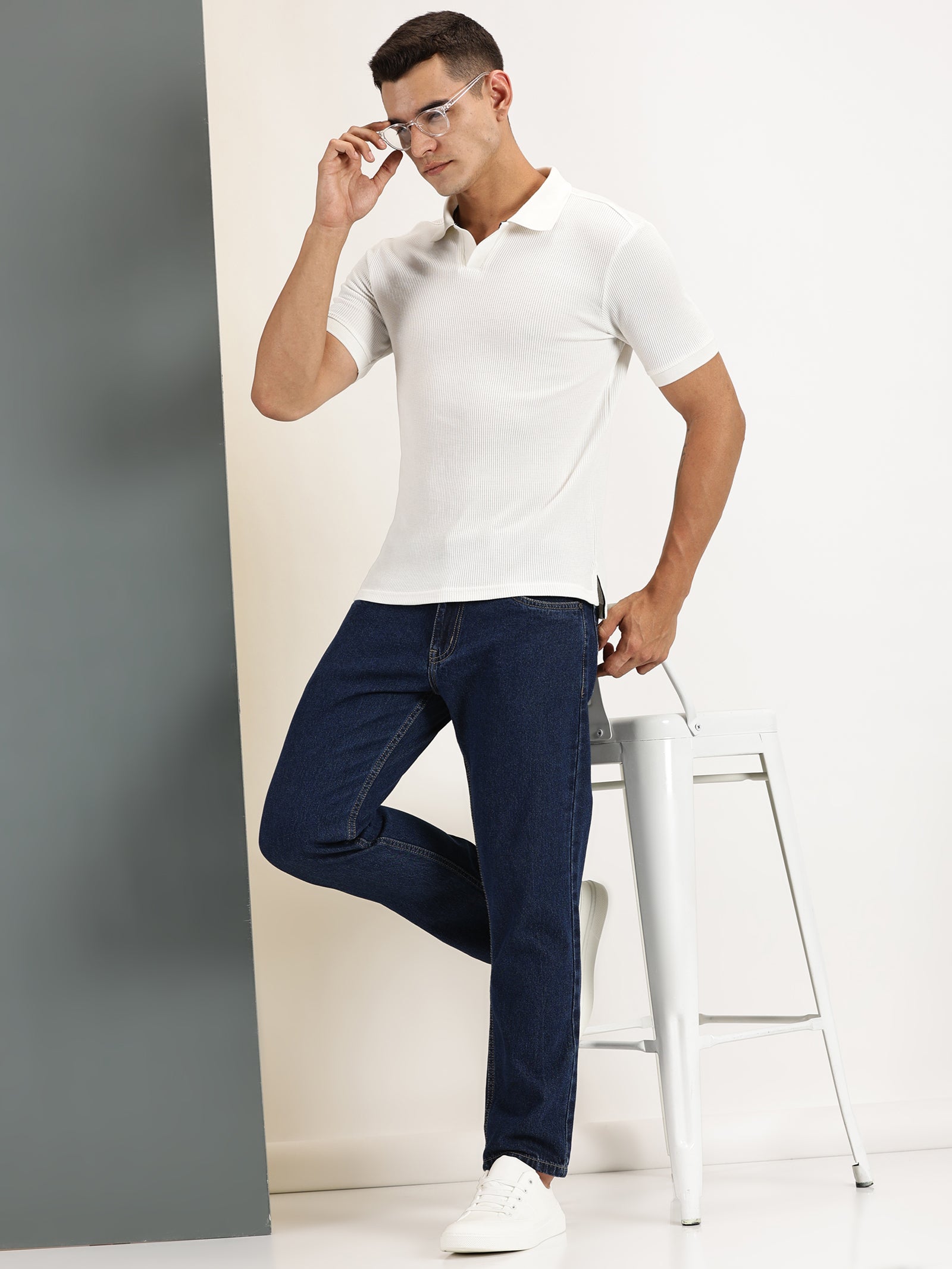 Endeavour Wear Off-White Waffle Polo T-shirt