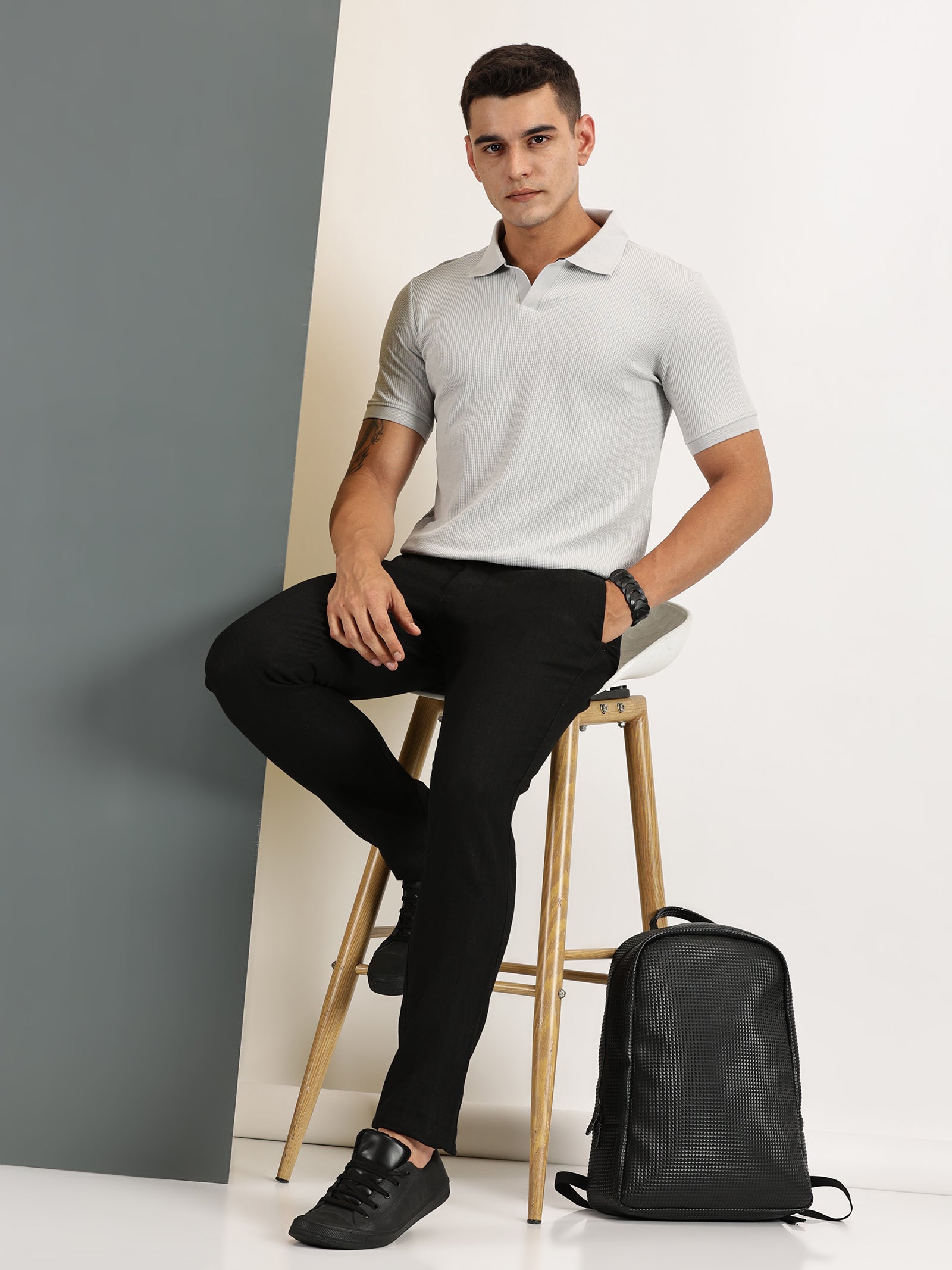 Endeavour Wear Grey Waffle Polo T-shirt
