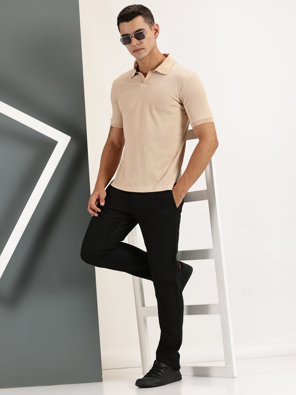 Endeavour Wear Beige Waffle Polo T-shirt