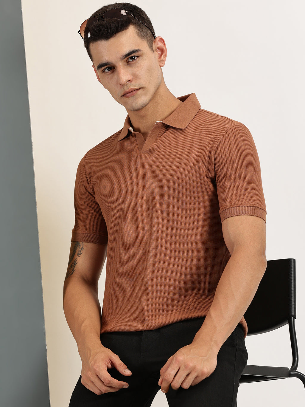 Endeavour Wear Brown Waffle Polo T-shirt