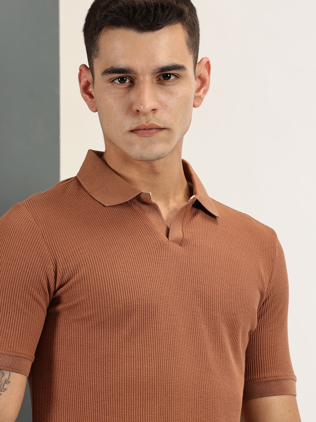 Endeavour Wear Brown Waffle Polo T-shirt