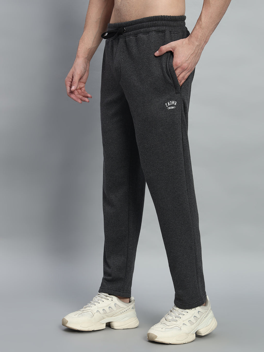 Endeavour Wear Men Winter Fleece Straight Fit Charcoal Grey Track Pants