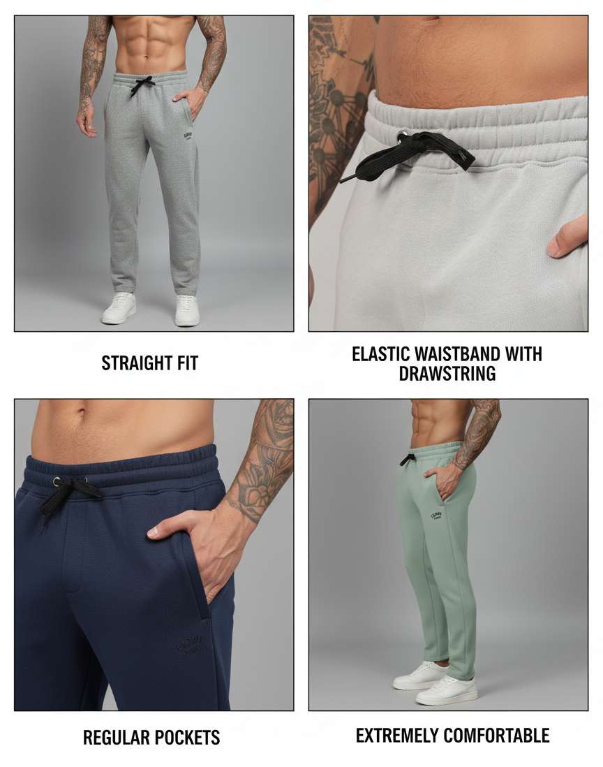 Endeavour Wear Men Winter Fleece Straight Fit Charcoal Grey Track Pants