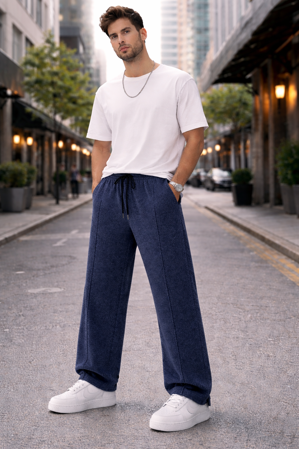 Endeavour Wear Men's Navy Melange Oversized Baggy Fit Sweatpants