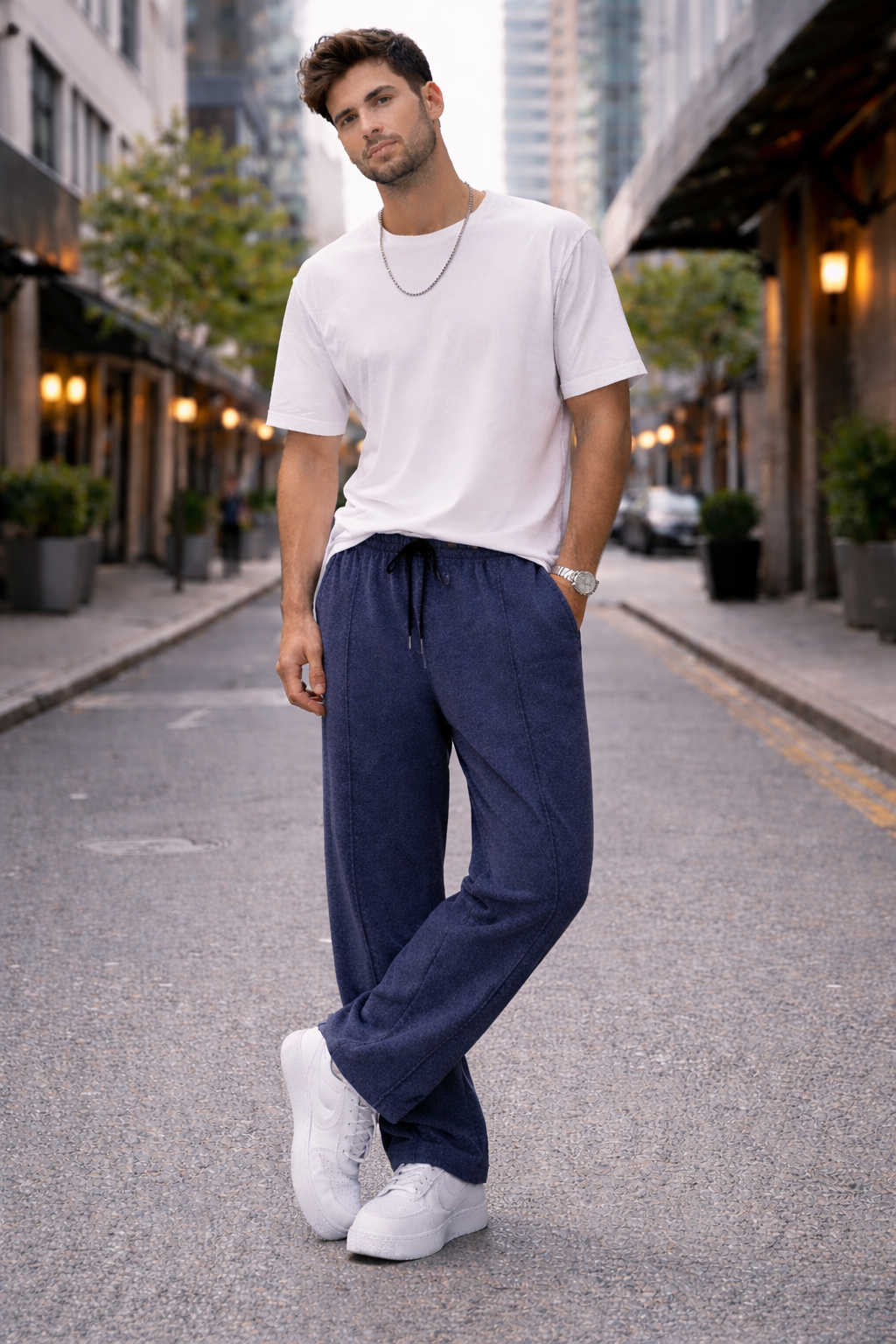 Endeavour Wear Men's Navy Melange Oversized Baggy Fit Sweatpants