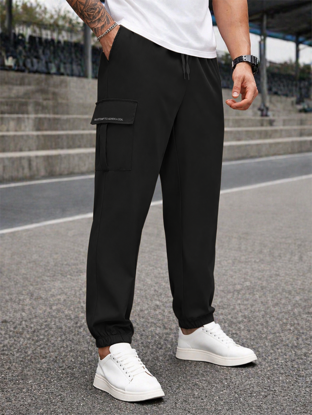 Endeavour Wear Men's Black Active Cargo Trackpants