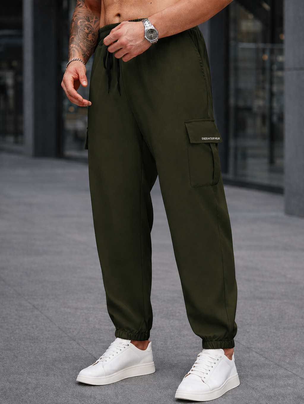 Endeavour Wear Men's Olive Green Active Cargo Trackpants