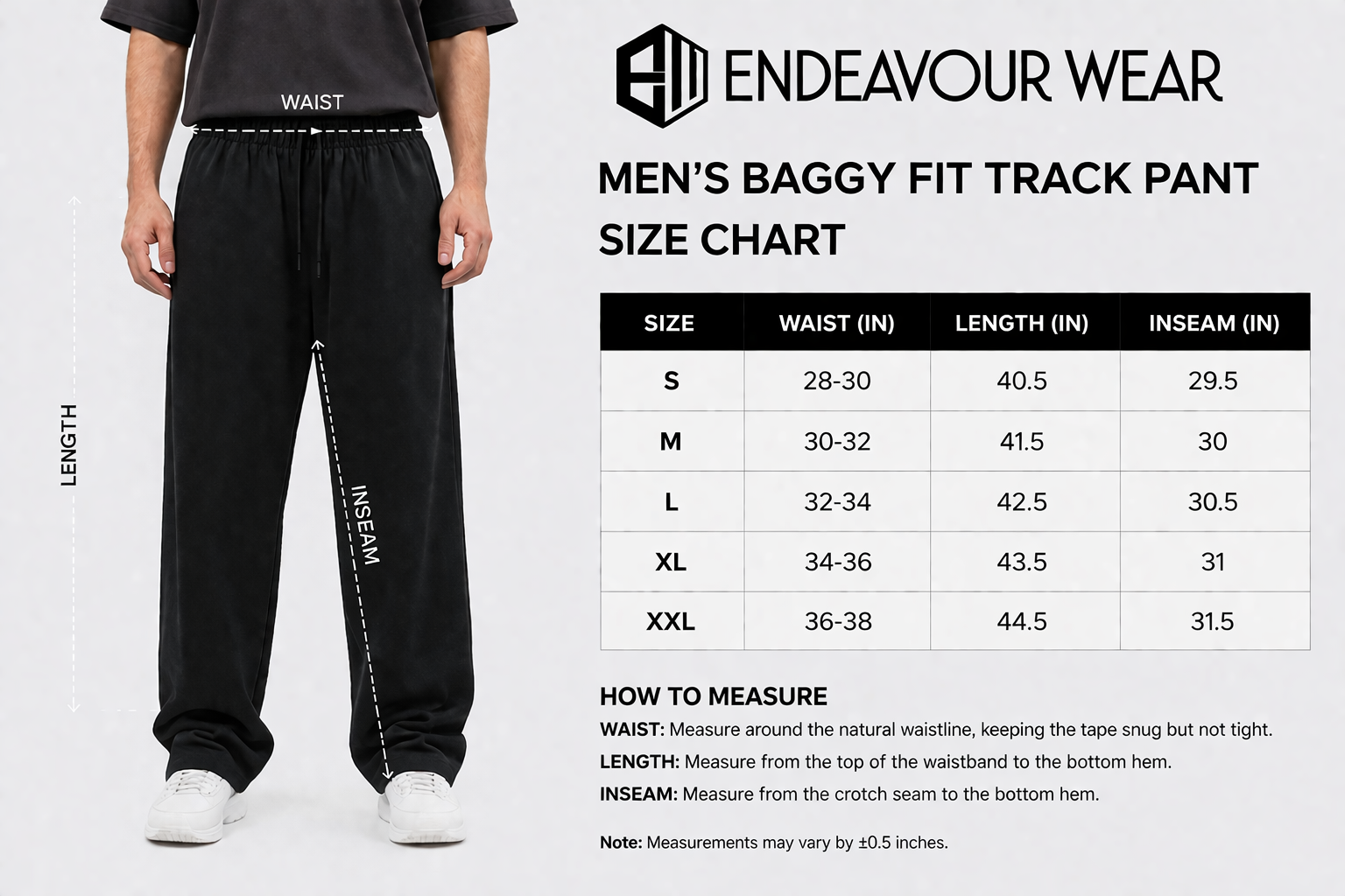Endeavour Wear Men's Black Oversized Baggy Fit Sweatpants