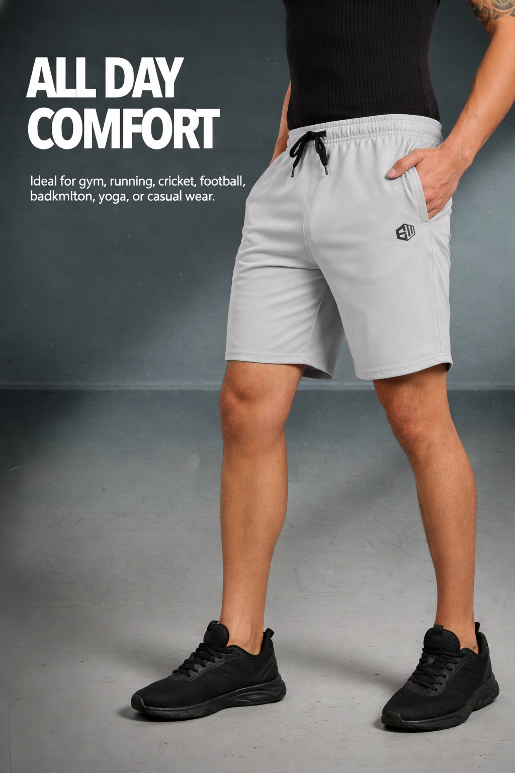 Endeavour Wear Men Light Grey Comfort Fit Casual Sports Shorts