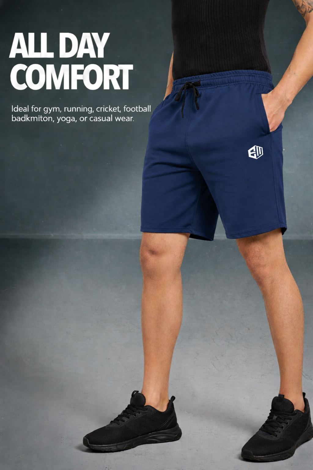 Endeavour Wear Men Airforce Blue Comfort Fit Casual Sports Shorts