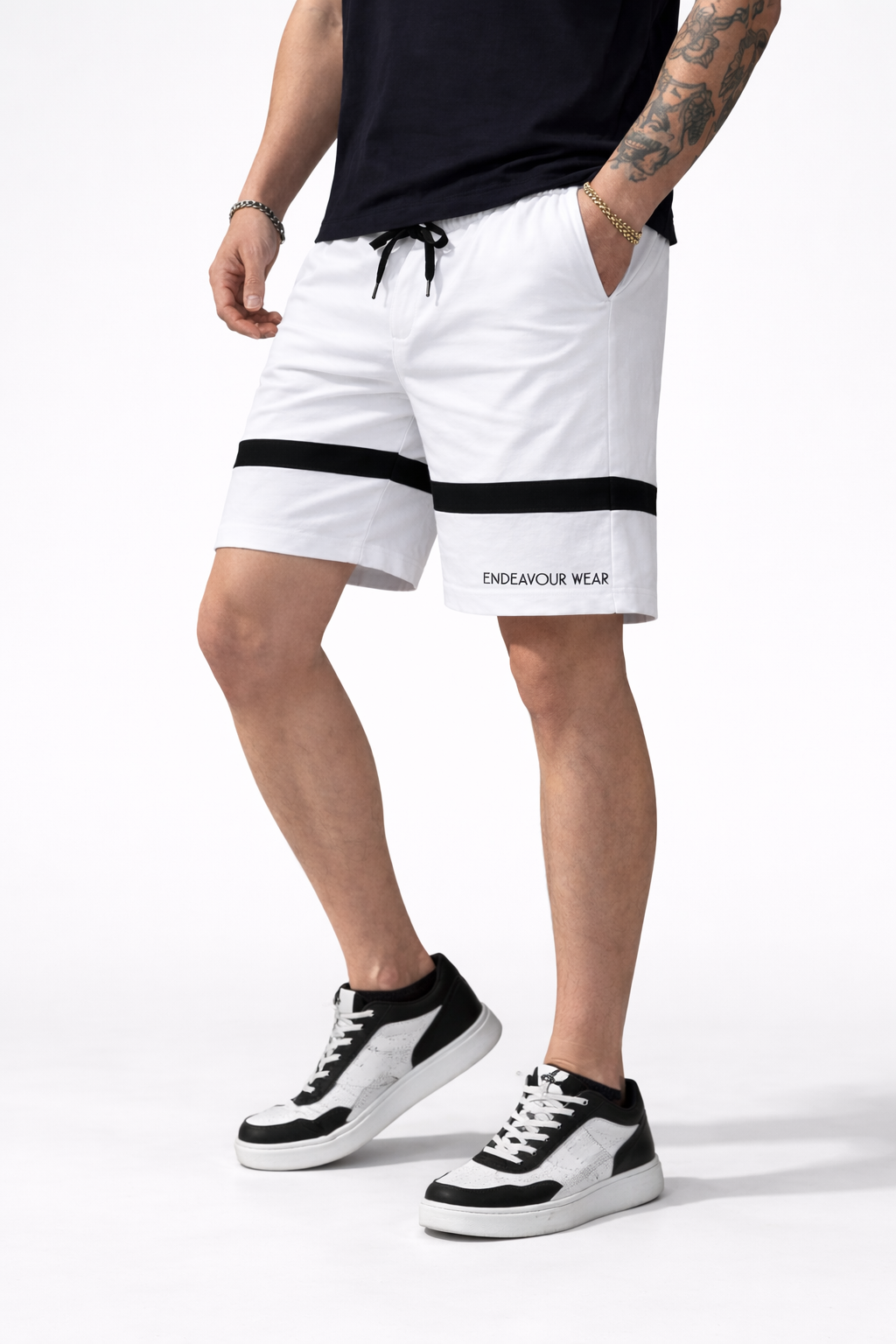 Endeavour Wear Men White Premium Cotton Lounge Baggy Shorts