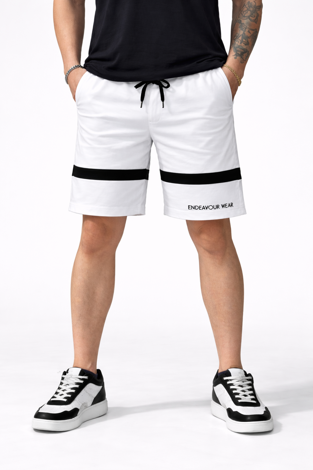 Endeavour Wear Men White Premium Cotton Lounge Baggy Shorts