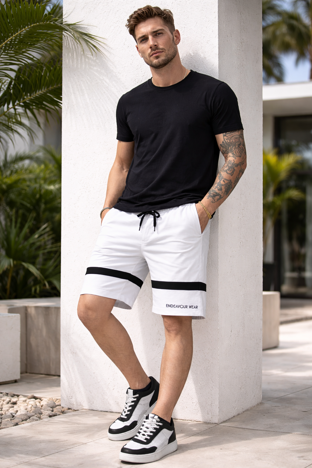 Endeavour Wear Men White Premium Cotton Lounge Baggy Shorts